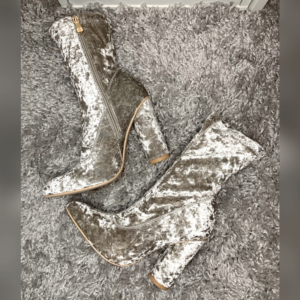 SOLD!! Crushed Velvet Boots/Heels